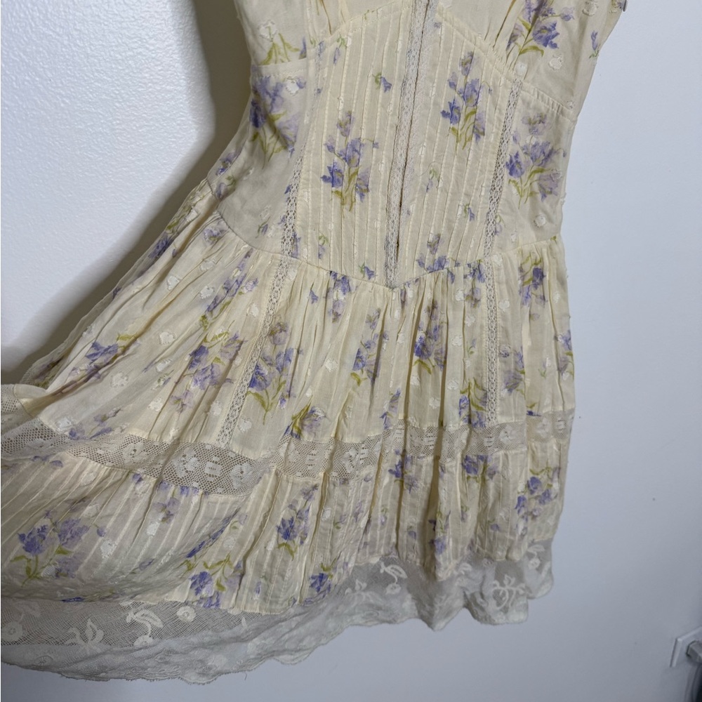 LoveShackFancy Pale Yellow Floral Mini Dress - Picture 3 of 6